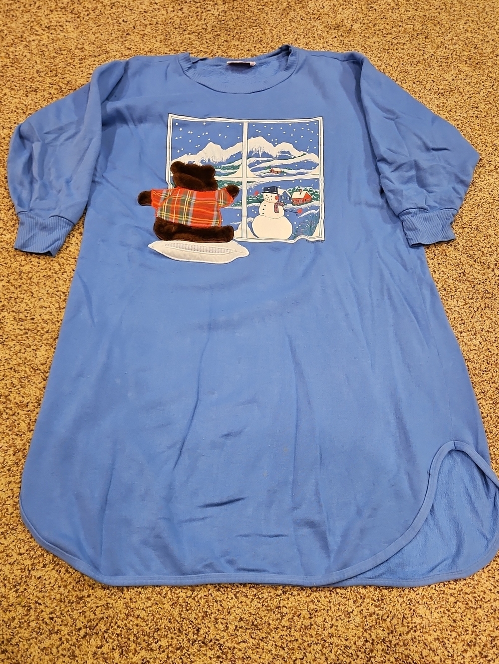 Womens Blue Winter Bear Nightgown